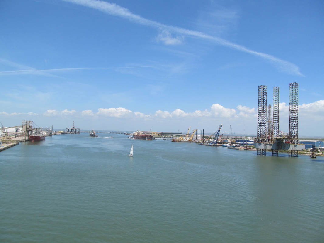 Looking towards bridge between Galveston and Pelican Island