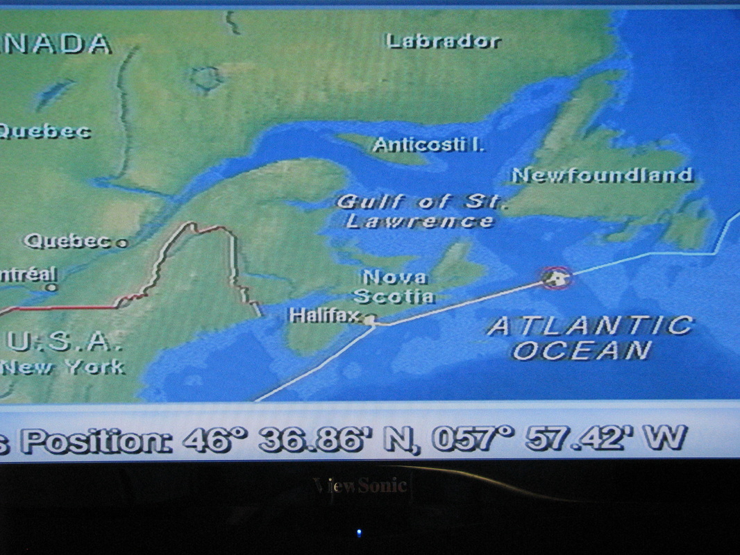 Map showing ship bypassing St. John's and on to Halifax