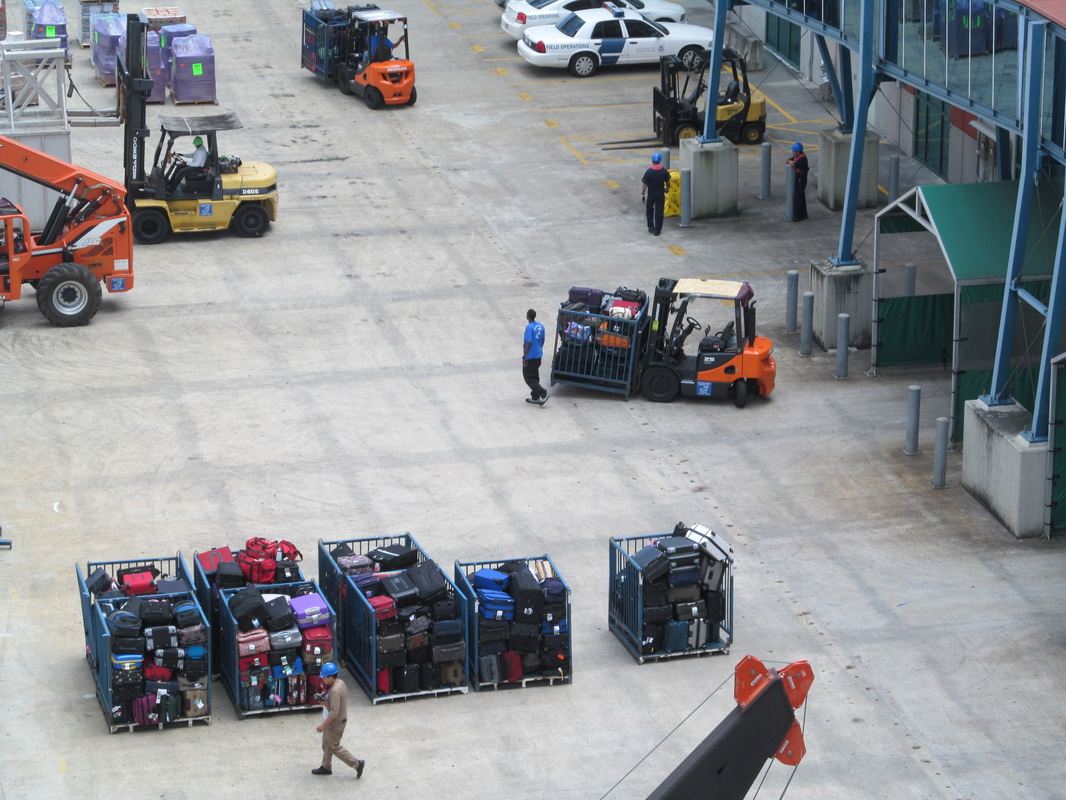 Suitcases Waiting To Enter The Carnival Elation