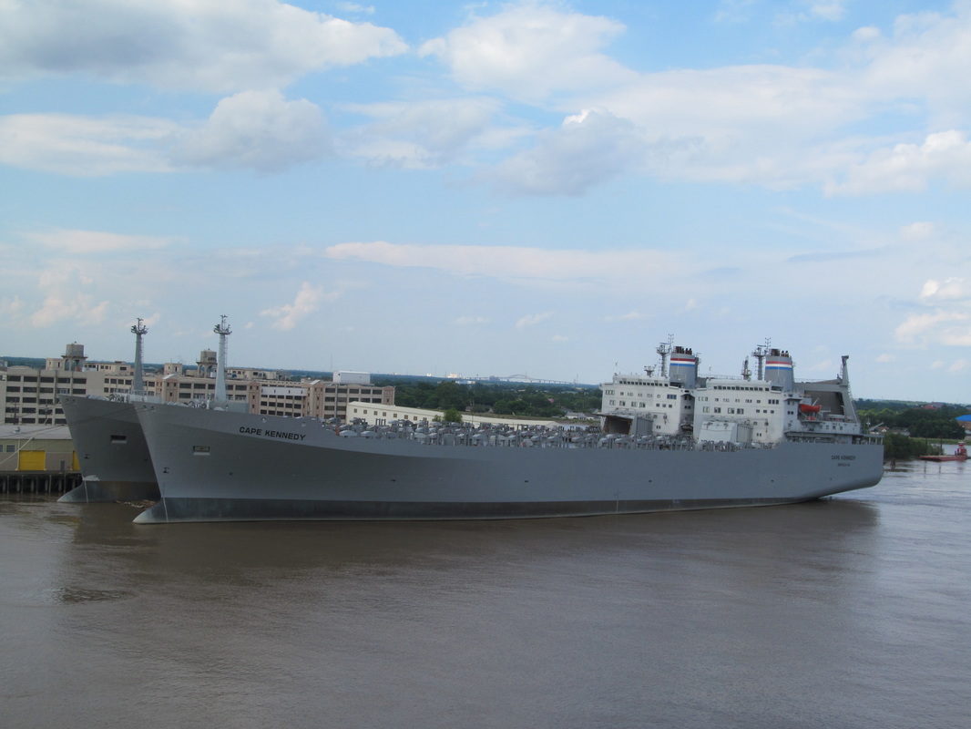 Two Ships Docked Along Mississippi River