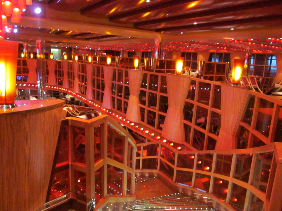 Carnival Dream Crimson Dining Room Stairwell to Below