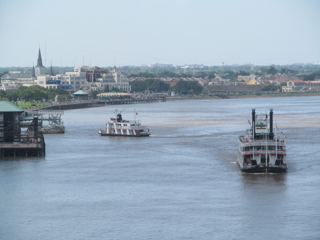 Ferry & Steamboat On The Mississippi River
