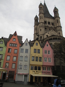 Cologne's Old Town with its brightly colored buildings