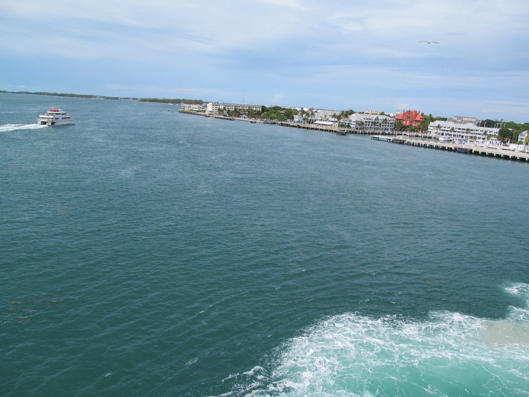 Key West in Background and Waves From the Back of the Carnival Dream