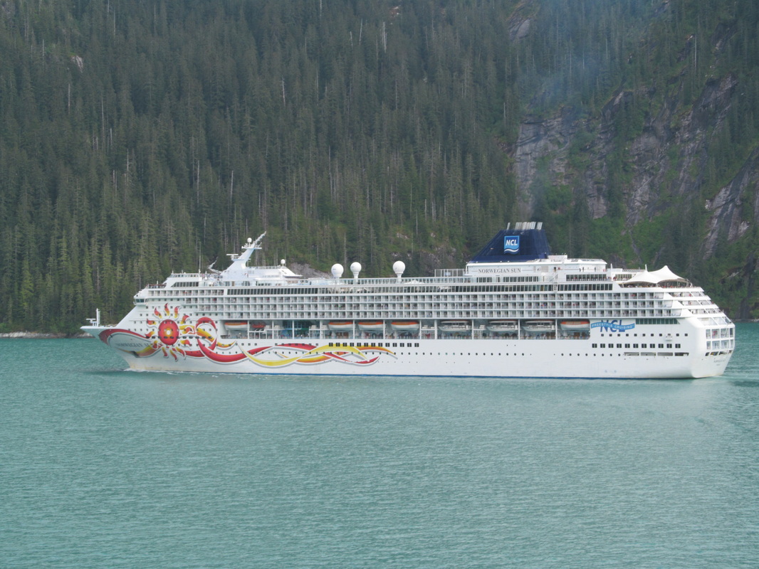 Norwegian Sun passing in Tracy Arm Fjord