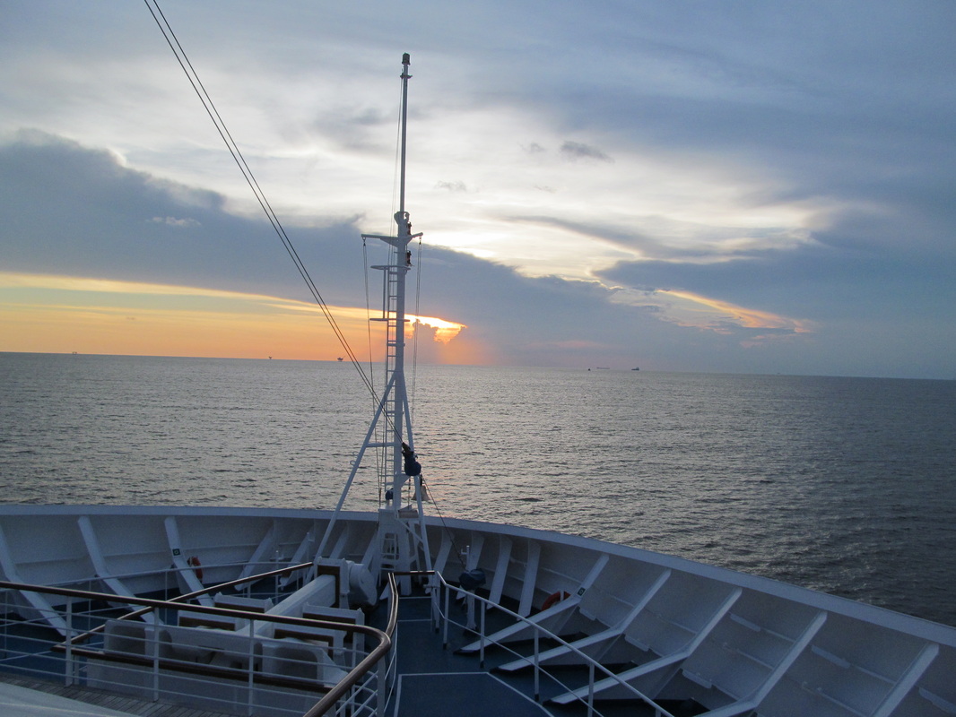 Sunset View From the Front of the Ship