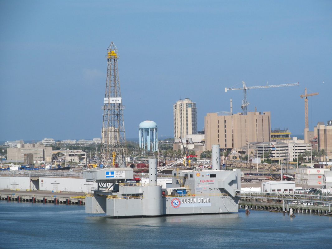 Oil Rig Museum and Galveston in background