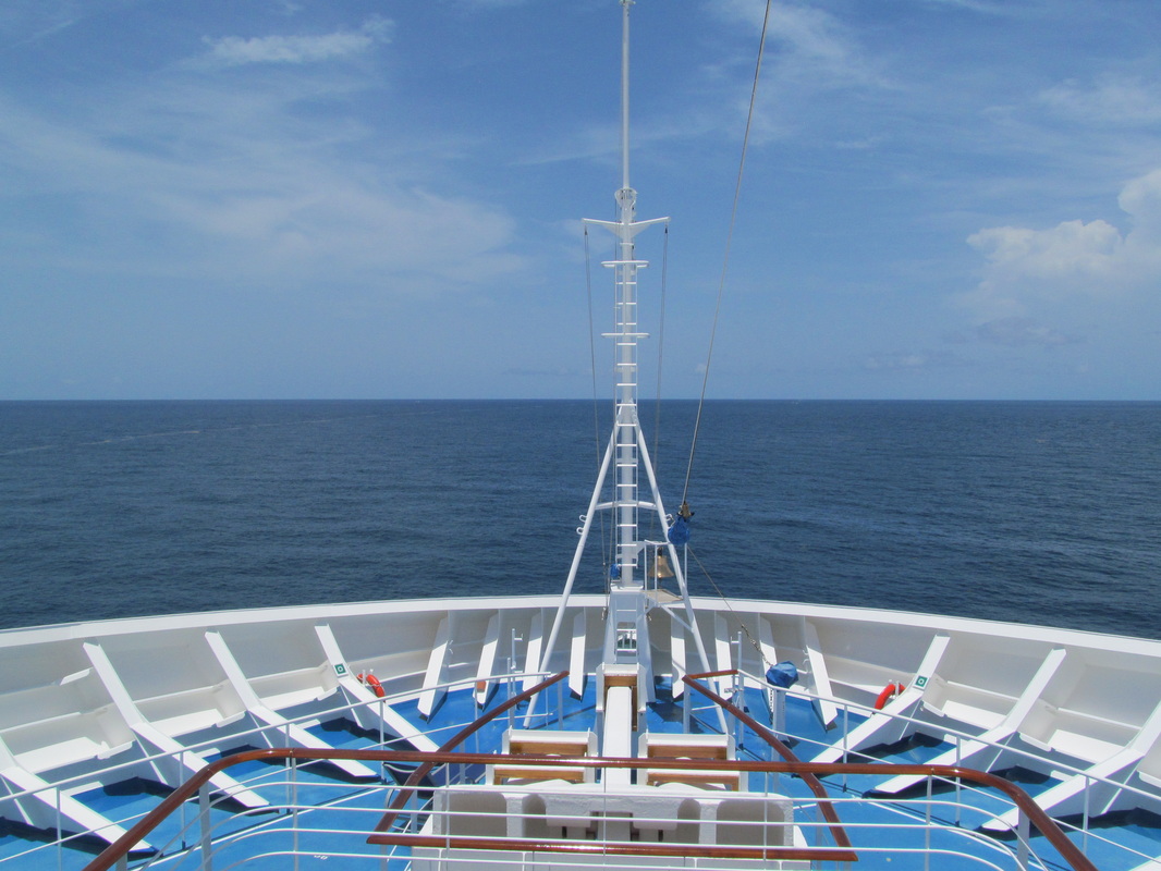 View of Water From the Front of the Ship