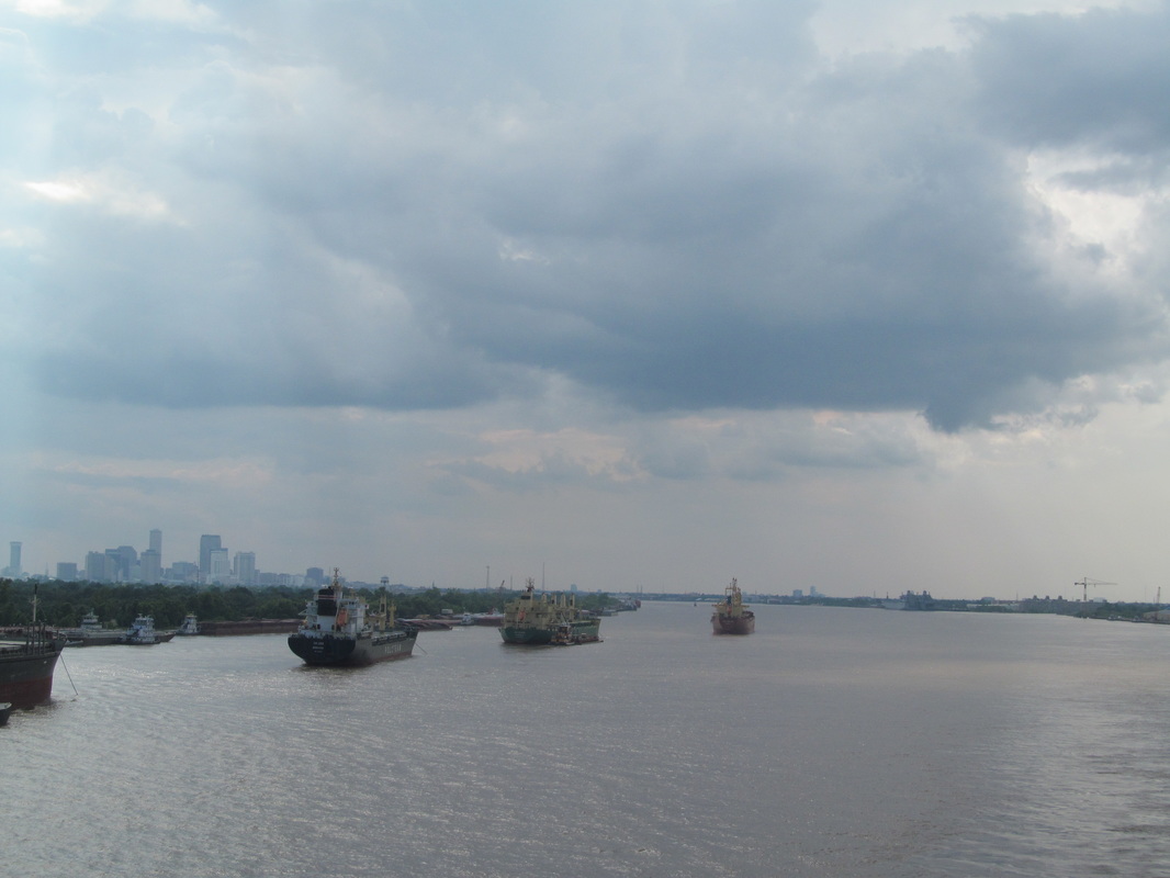 Ships Docked Along Mississippi River