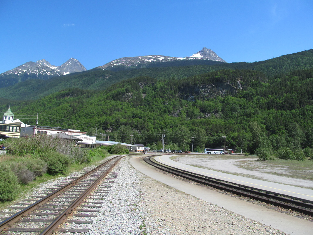 Tracks With Mountains in Background