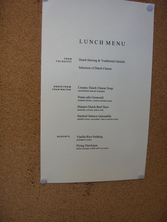 Lunch menu featuring Dutch foods