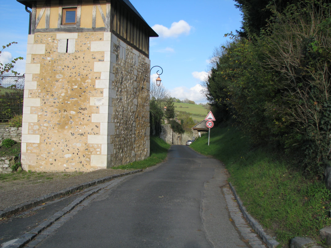 Walking back down the steep road that leads to the chateau