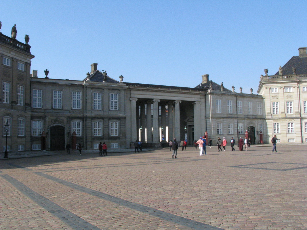 Four equal sized Rococo style palaces in cobbled stone square